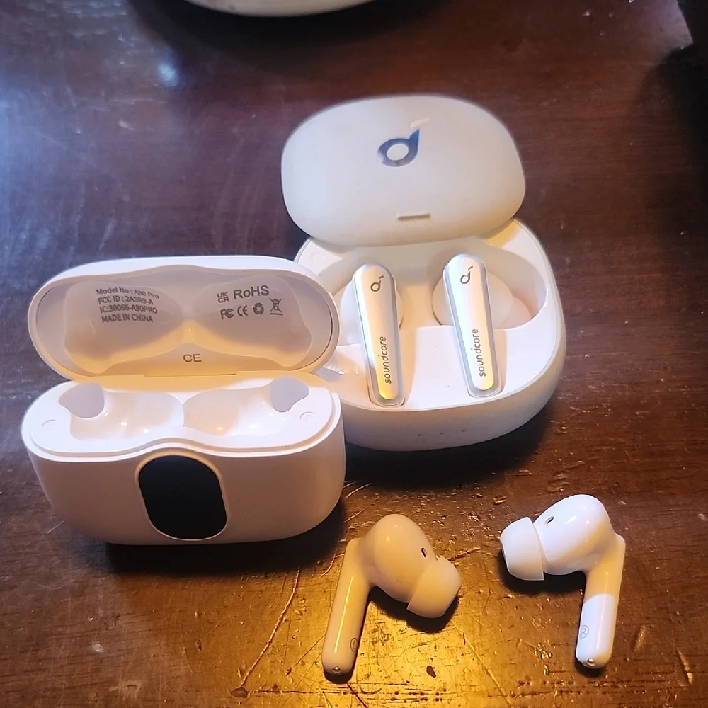 White Wireless Earbuds.THE A90 PRO EARBUDS. THE SOUNDCORE PRO LIBERTY 2 EARBUDS.